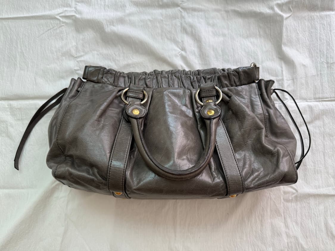 Vintage MiuMiu Vitello Satchel Bag 그레이 상품이미지2