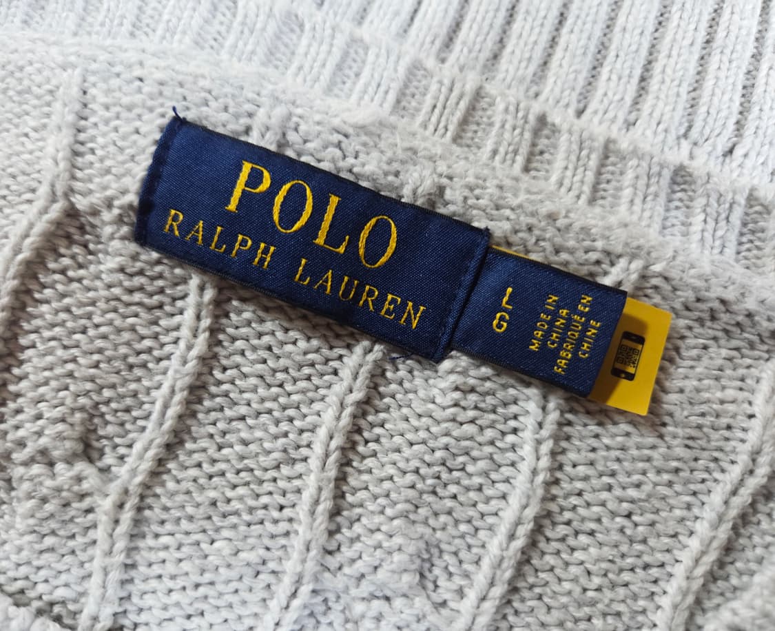 신형 QR 폴로 랄프로렌 라이트 그레이 케이블 니트 상품이미지4