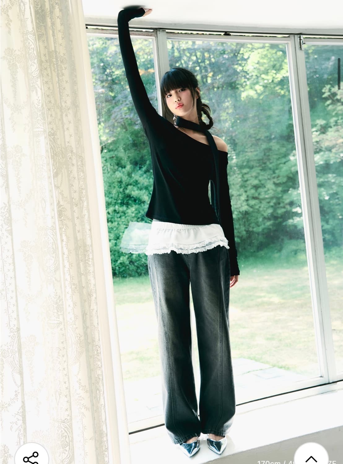 (S) 아워데이즈 웨이비 커브드 와이드 데님 팬츠 [BLACK] 판매 상품이미지3