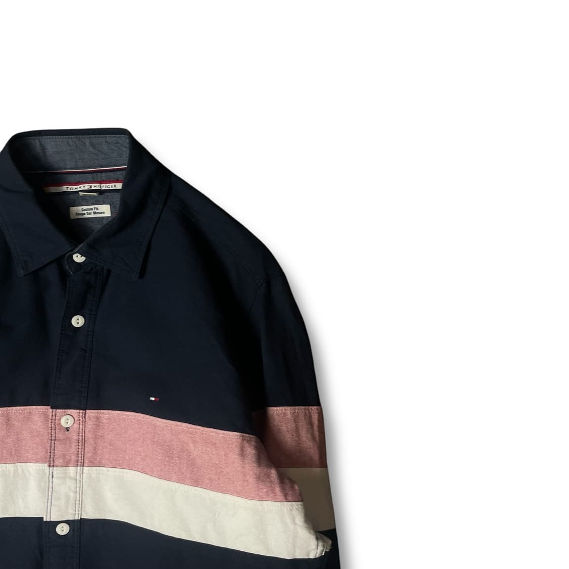타미힐피거 네이비 핑크 화이트 심플 단가라 S 커스텀핏 상품이미지2