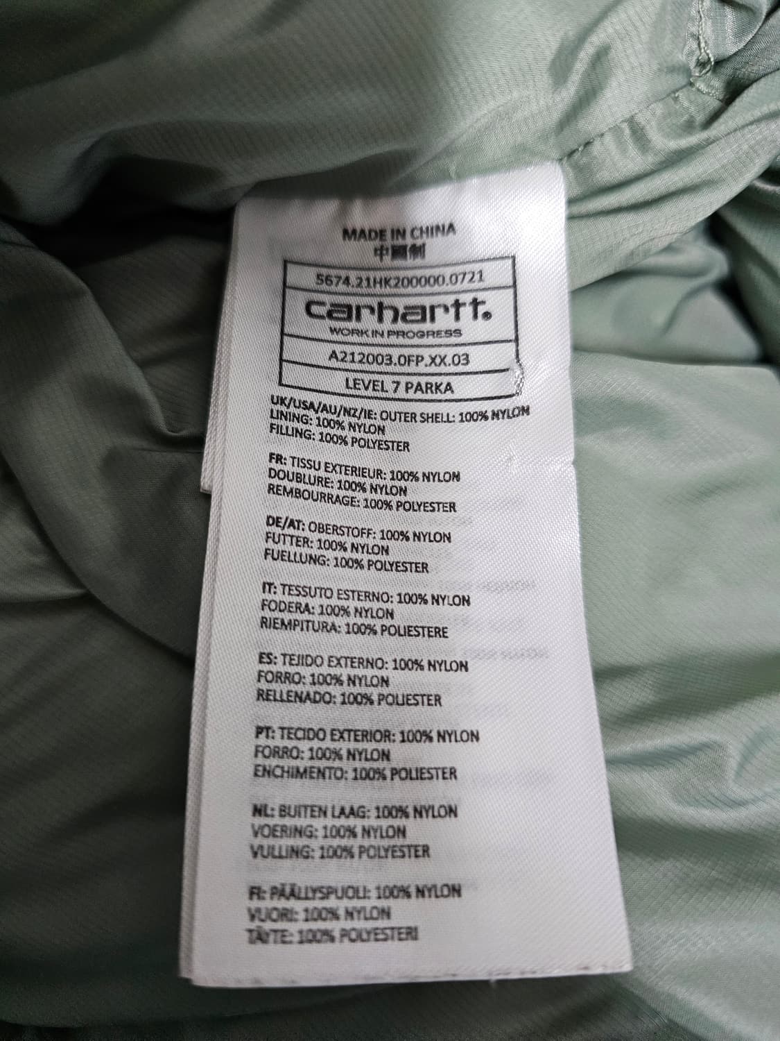 칼하트 WIP LEVEL7 파카 S 상품이미지4