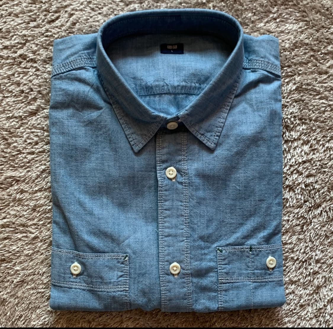 유니클로 샴브레이 셔츠 61blue   상품이미지1