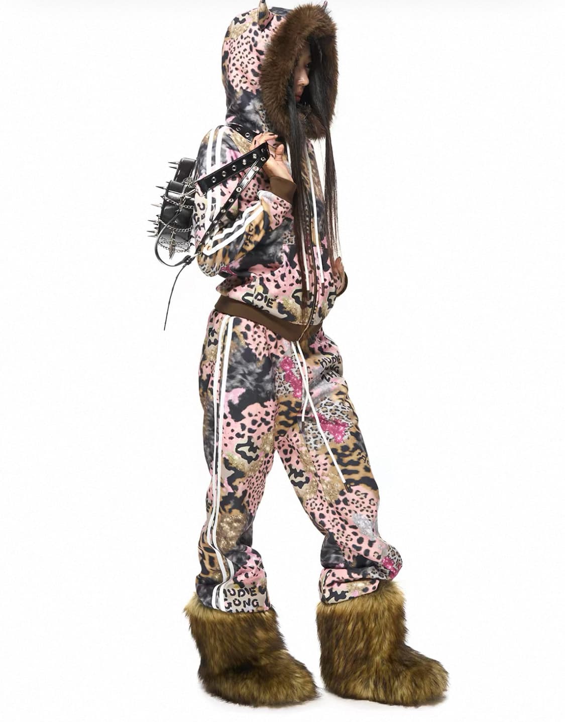 HuDieGongZhu 호피 트랙 팬츠 M 상품이미지2