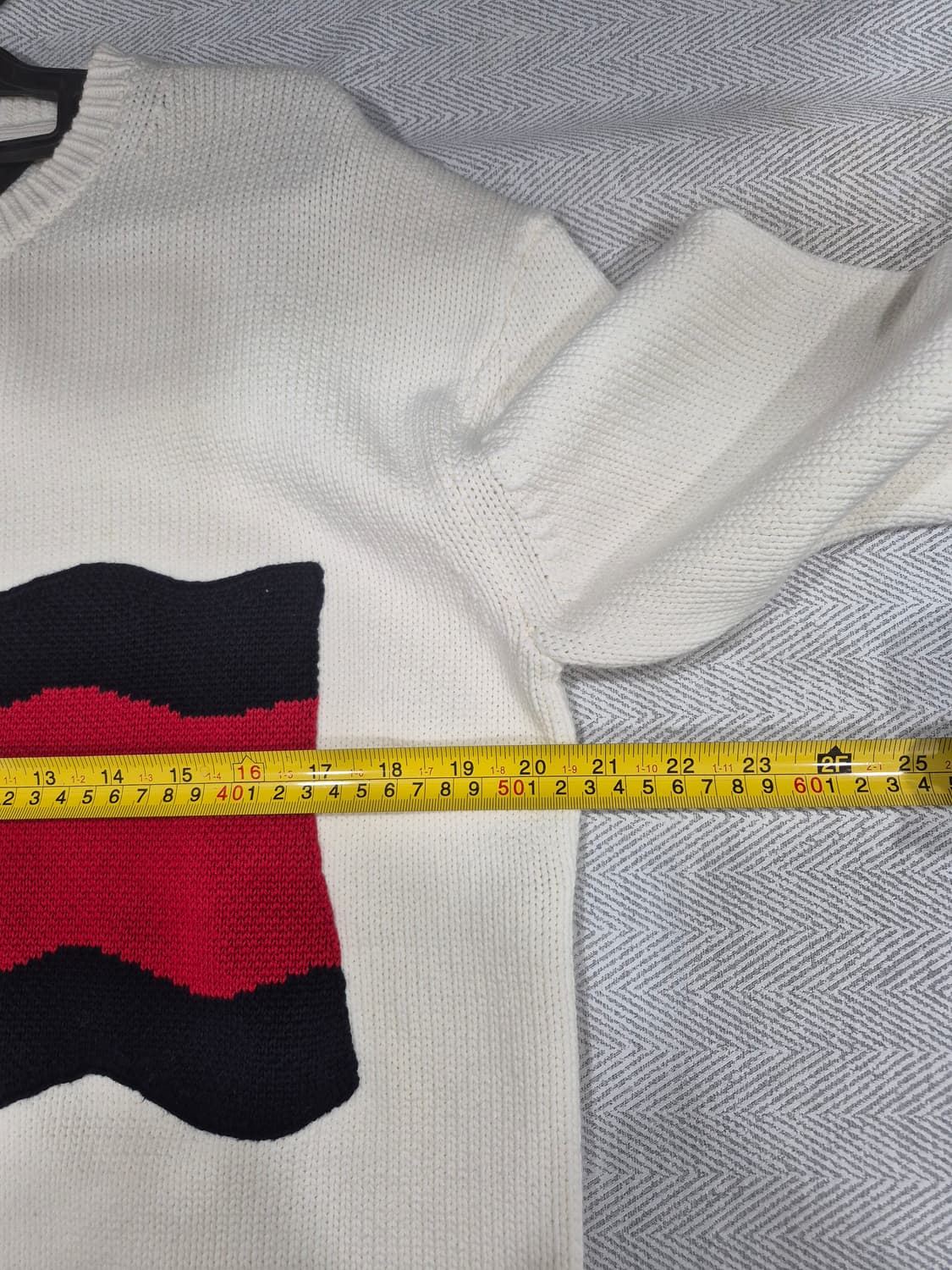 타미힐피거 니트 플래그 빅로고 포인트  울 스웨터 아이보리 남성 95 상품이미지7