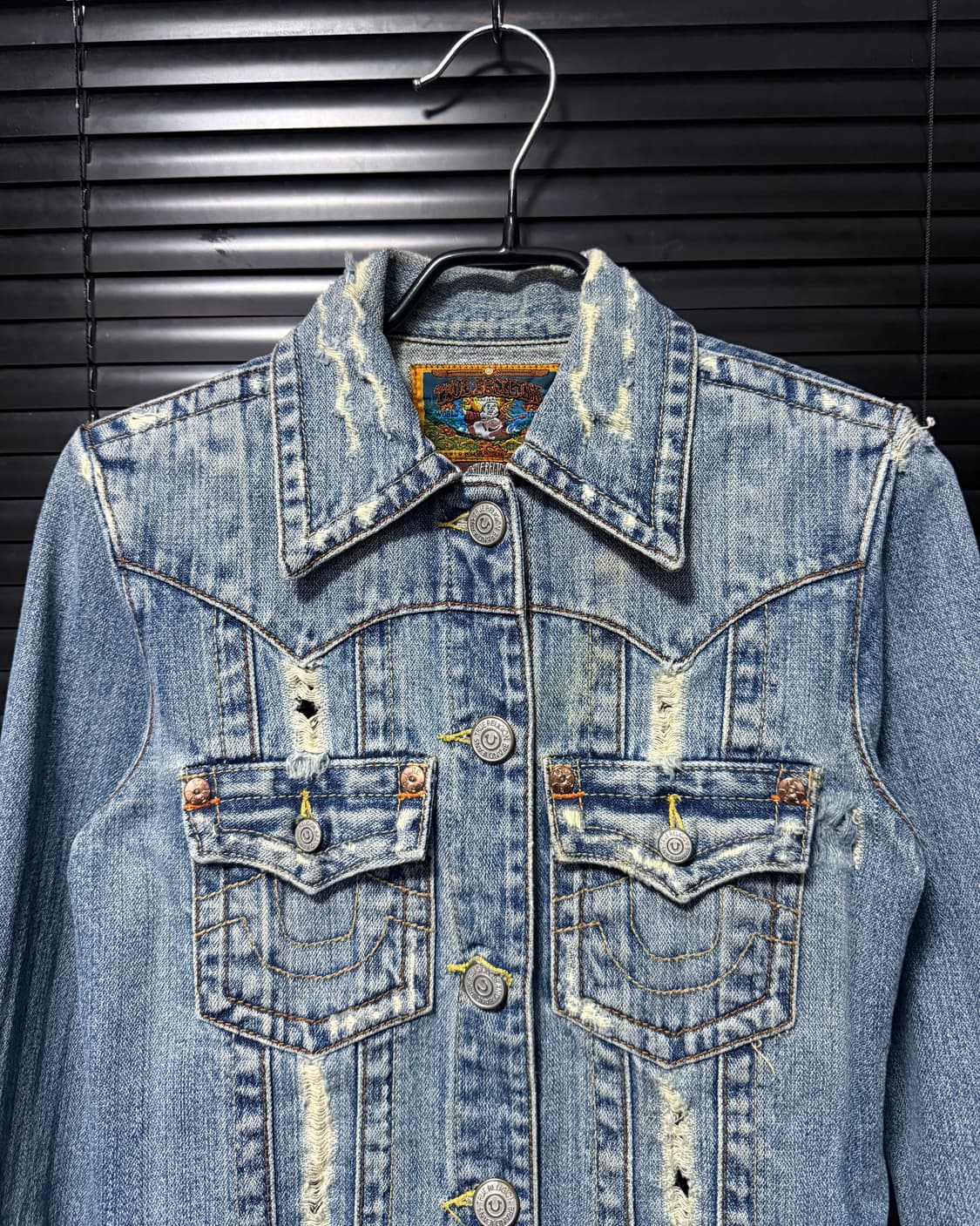 트루릴리젼 트루릴리전 크롭 데님 트러커 청 자켓 S 90 디스로이드 찢청 상품이미지4