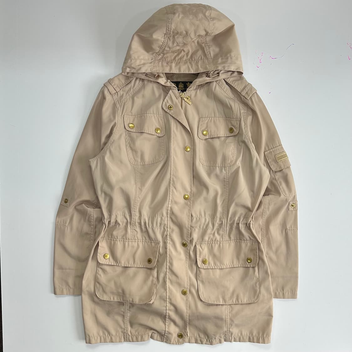 Barbour 바버 베이지 아노락 롱 자켓 상품이미지3