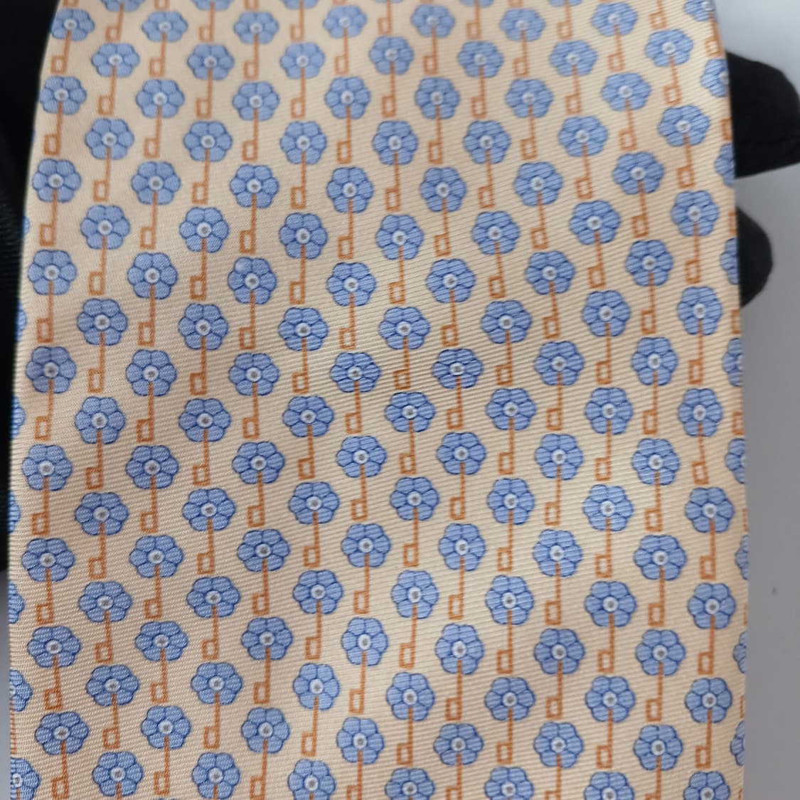 던힐 실크 옐로 플라워&로고 패턴 넥타이 9.2cm A+등급 A19061 상품이미지7