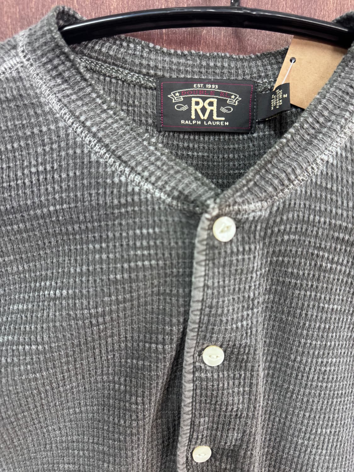 Double RL RALPH LAUREN 1993 헨리넥 와플 반팔티 상품이미지4