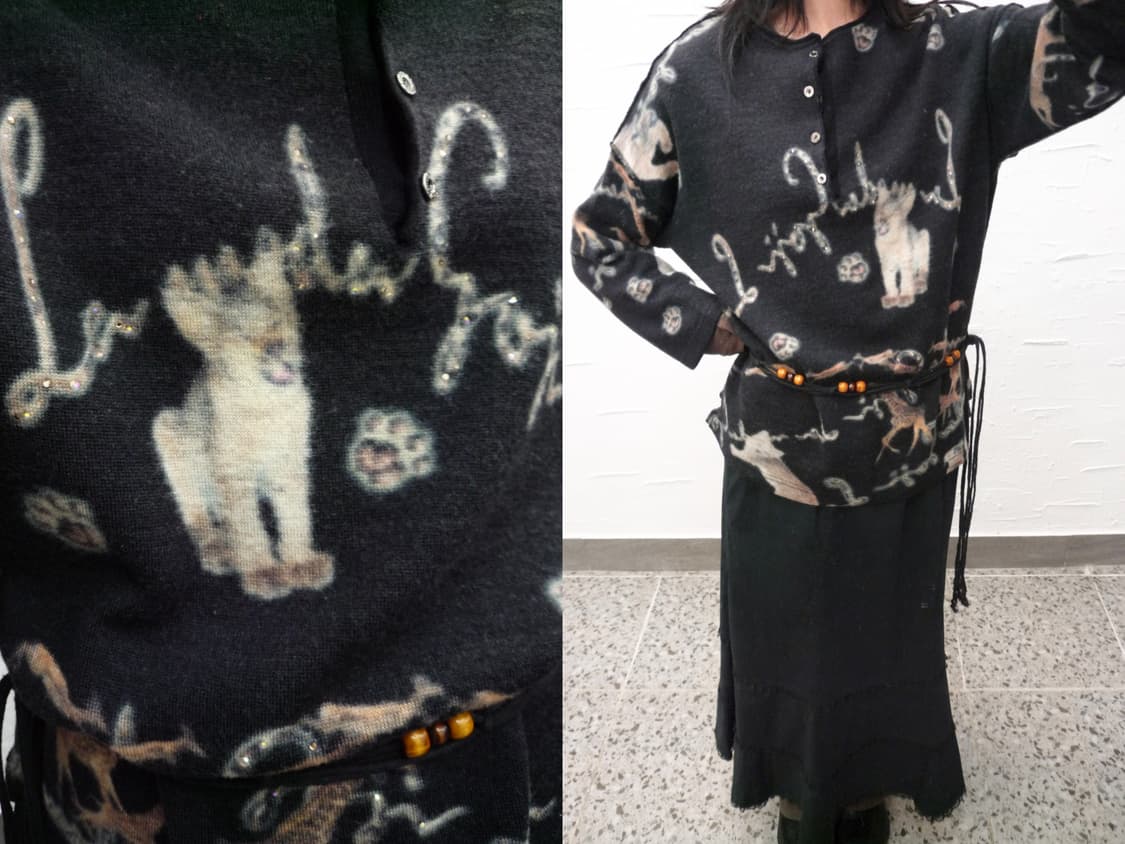 animal printing black knit 상품이미지1