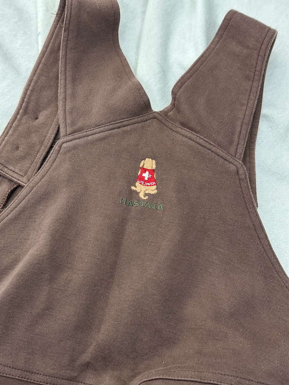 브라운 쭈리 롱치마 멜빵 브라운 러블리 그런지 히피  자수 레터링  상품이미지5