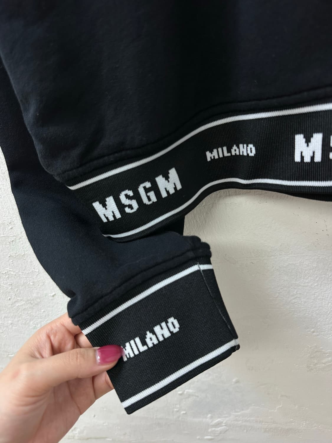 MSGM Milano 엠에스지엠 로고 밴딩 후드티 스웻셔츠 블랙 상품이미지8