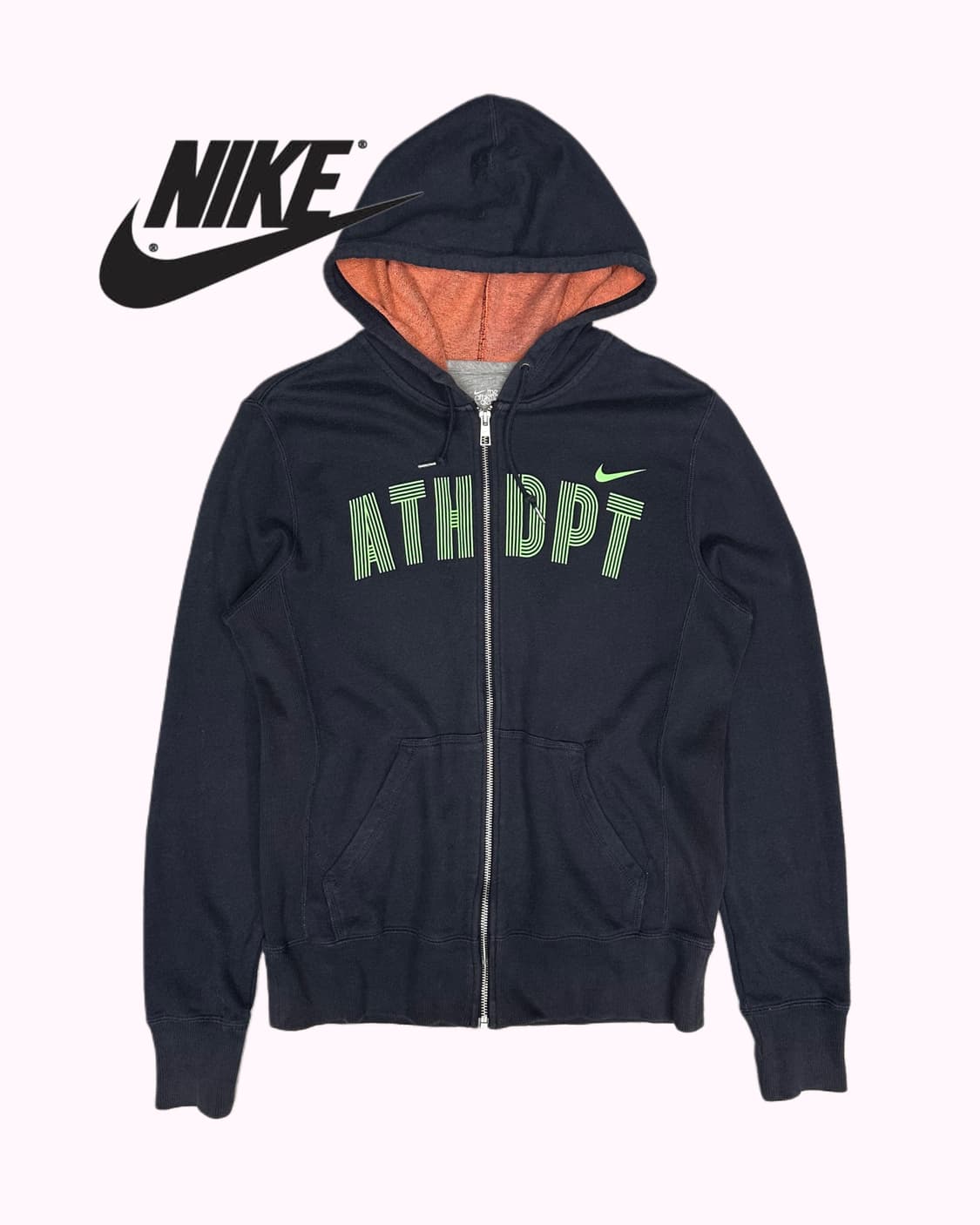 lettering navy hood zip-up 상품이미지1