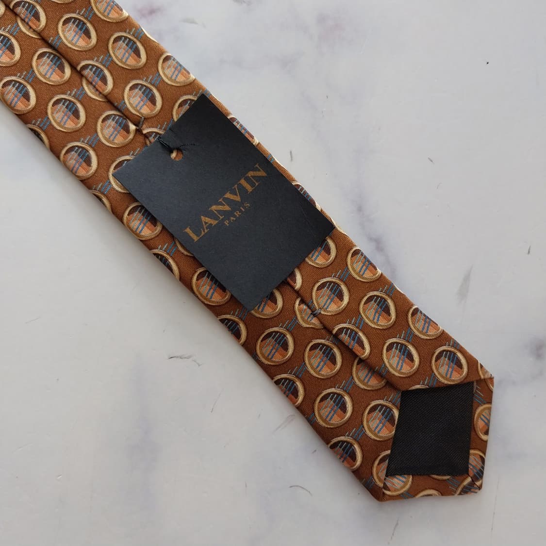 LANVIN 랑방 넥타이 브라운 패턴 9.3cm 새제품 K2140 
 상품이미지6