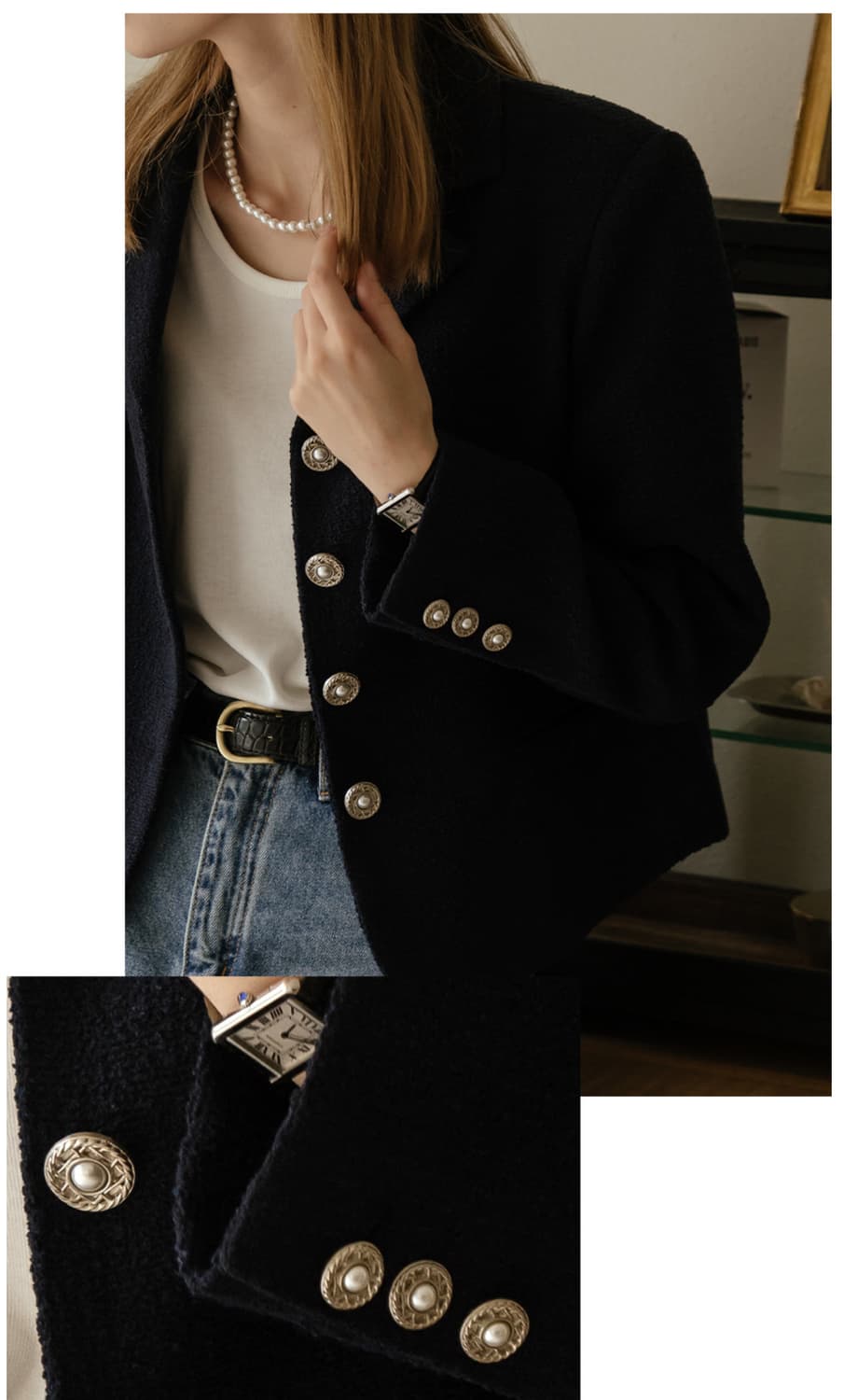 틸아이다이 그레이스 트위드 자켓 네이비 상품이미지7