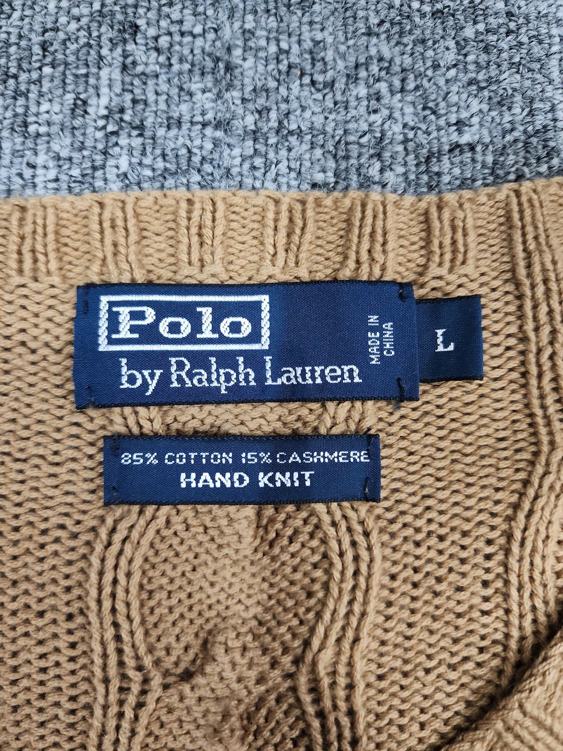 폴로 랄프로렌 코튼 캐시미어 케이블 꽈배기 니트 L 상품이미지4
