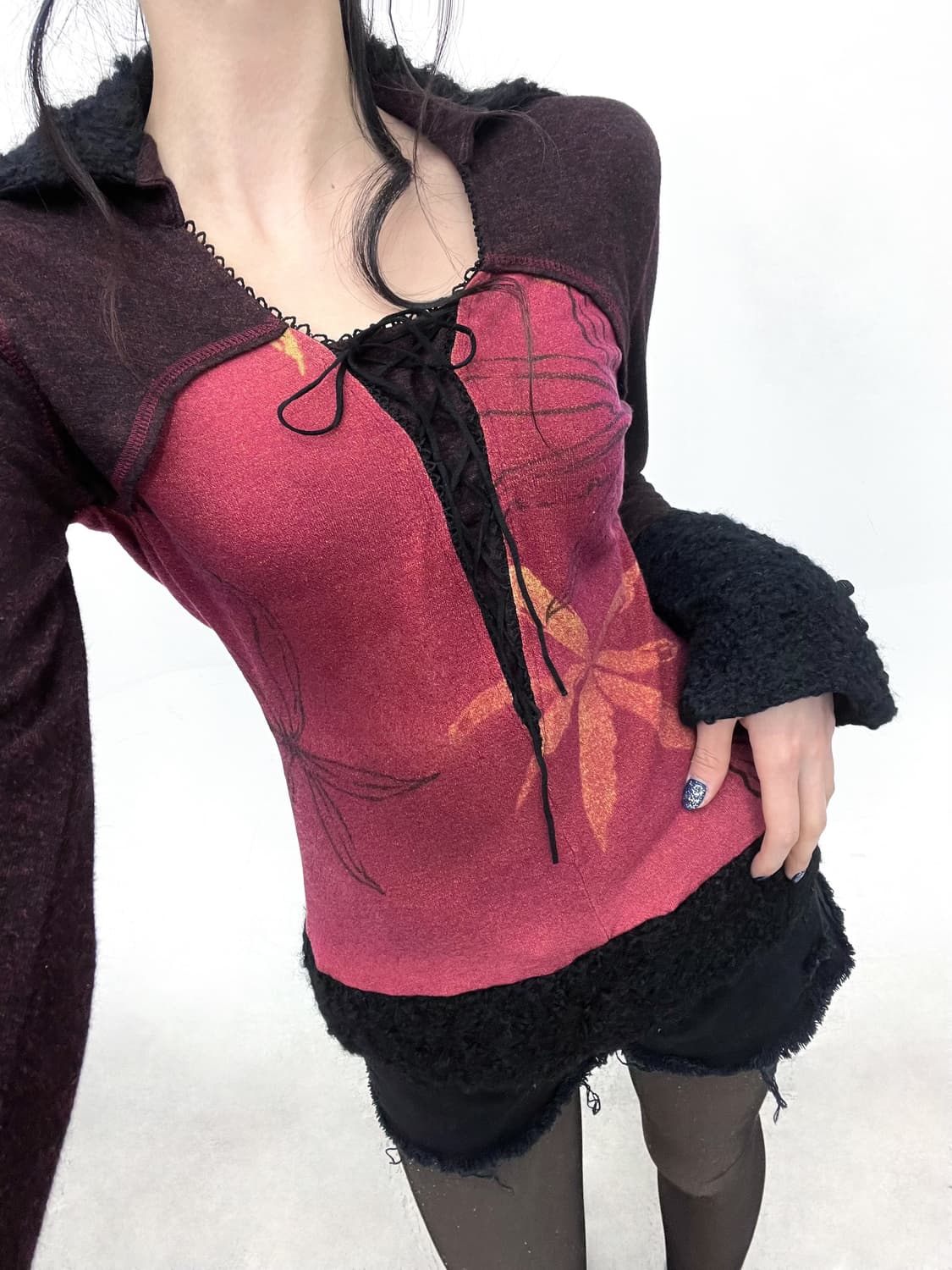 Ozz On 오리엔탈 아일렛 디테일 롱슬리브리스 상품이미지2