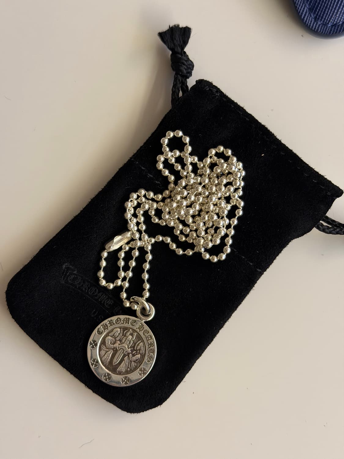 [OS] 크롬하츠 실버 엔젤 메달 펜던트 참 + 볼체인 새제품 상품이미지1