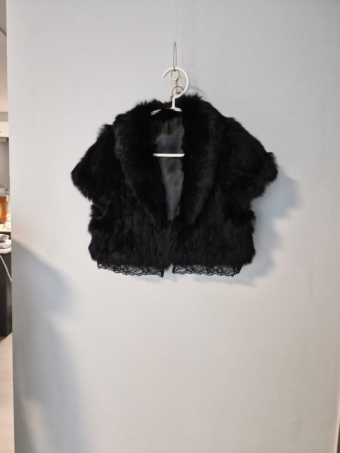 (고급/새빙) 레이스 배색 블랙 천연 밍크 퍼 볼레로/자켓 (탈부착 가능 상품이미지2