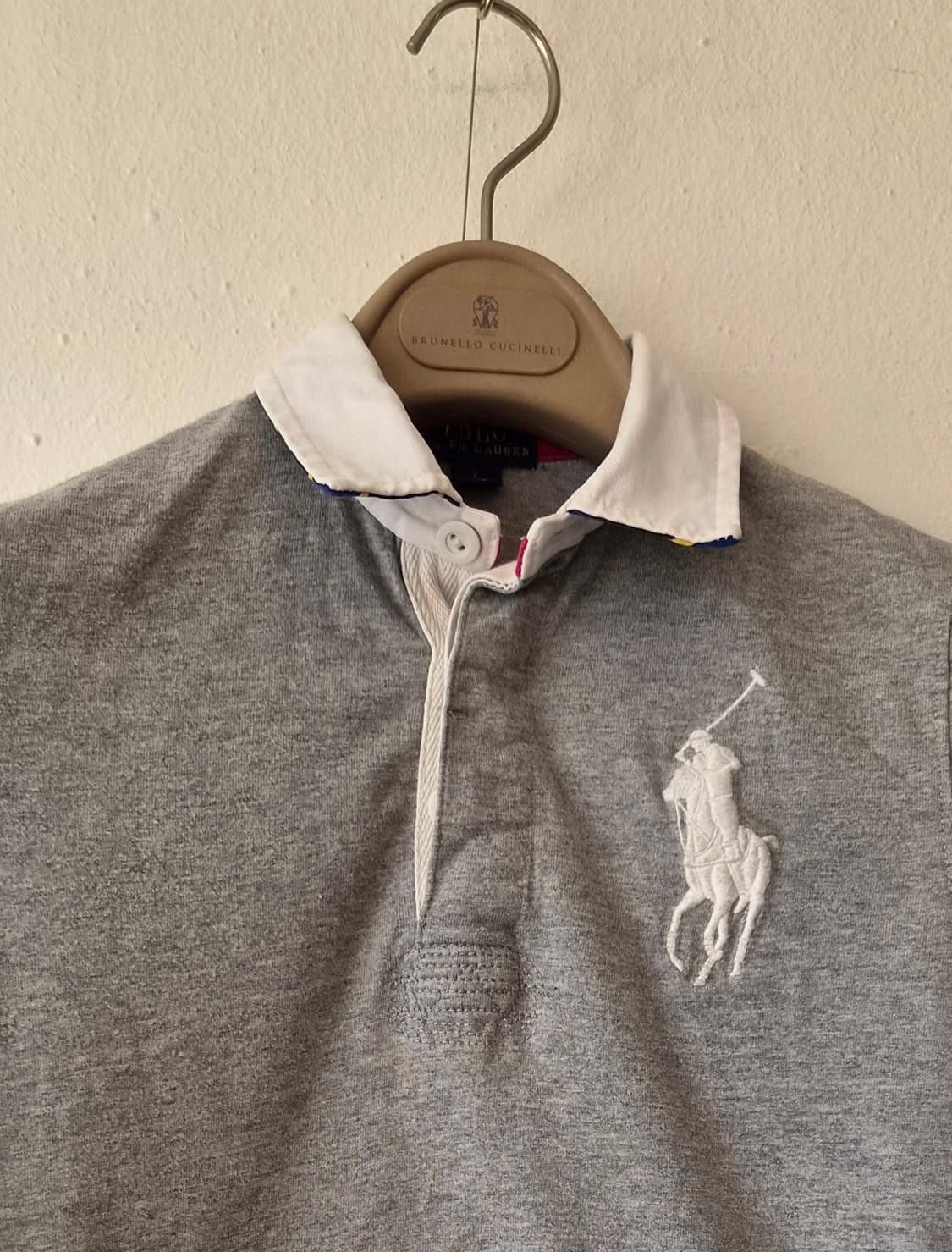 폴로랄프로렌 키즈 그레이 PK카라긴팔티셔츠 7T사이즈 상품이미지1