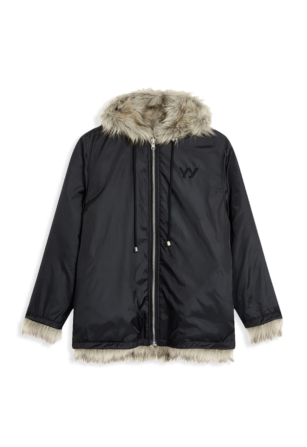 Open yy Reversible Faux Fur Hood Jacket 상품이미지3