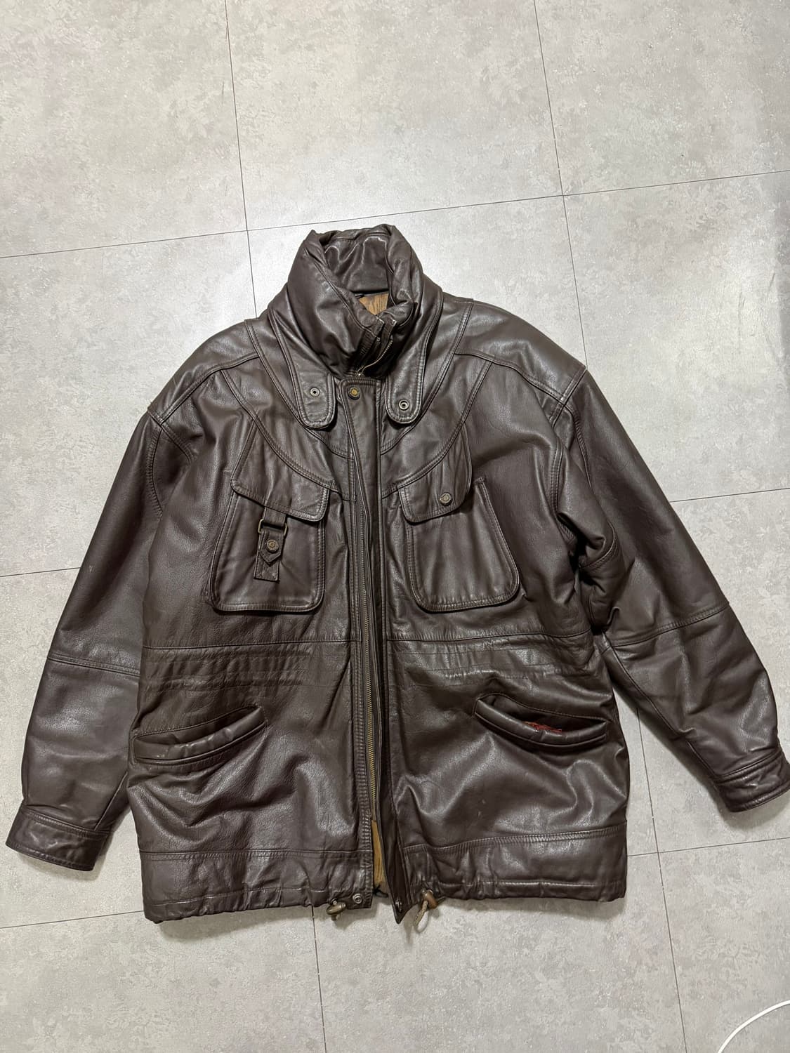  90s   브라운 컬러  소가죽   빈티지  헌팅    자켓  105s 상품이미지10