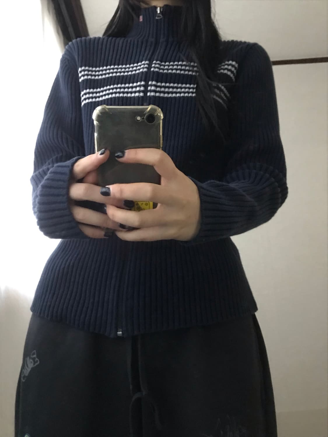 폴로 네이비 딱붙핏 니트집업 상품이미지1