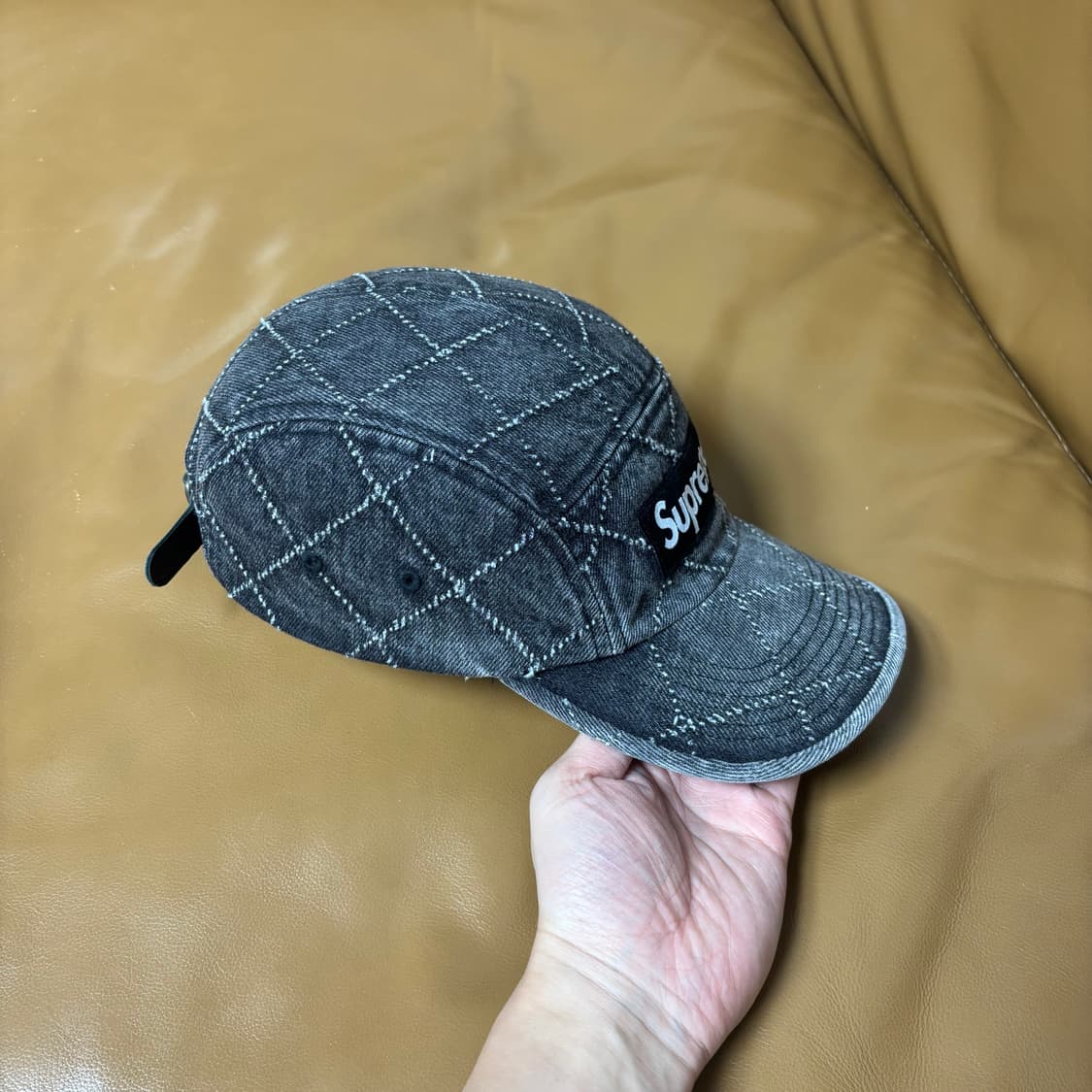 슈프림 캠프캡 모자 박스로고 23fw 펀치드 데님 블랙 상품이미지4