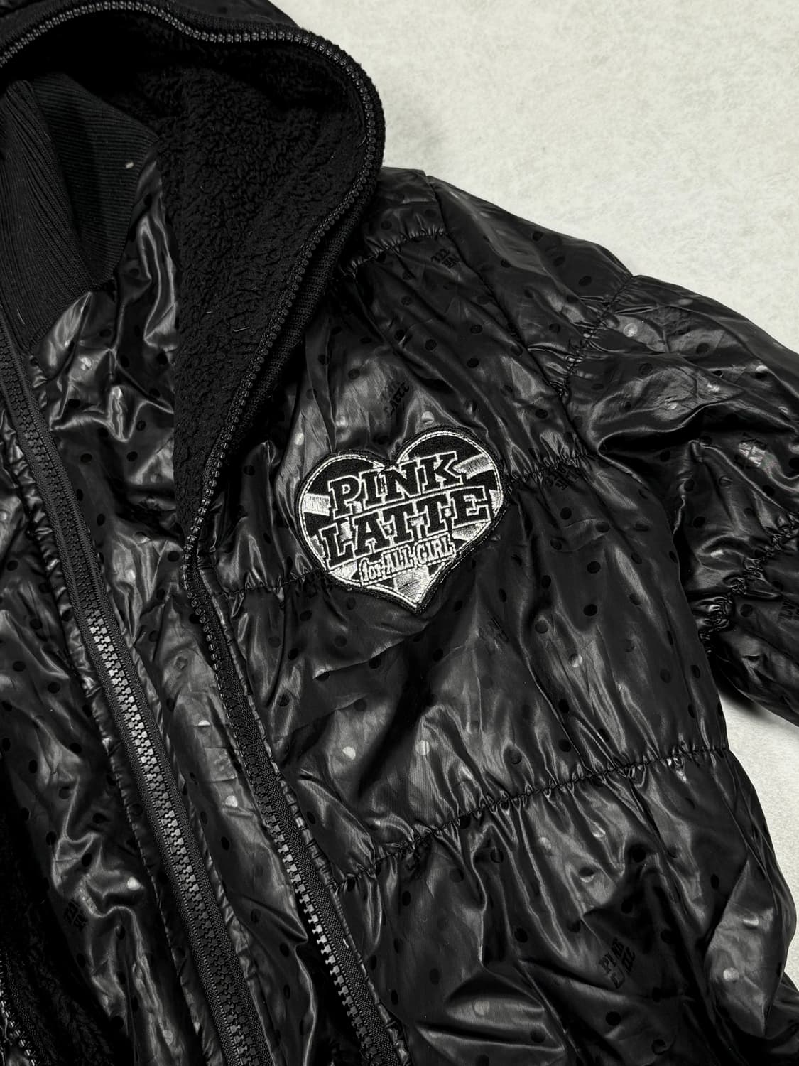 갸루 블랙 유니언잭 도트 패딩 상품이미지4