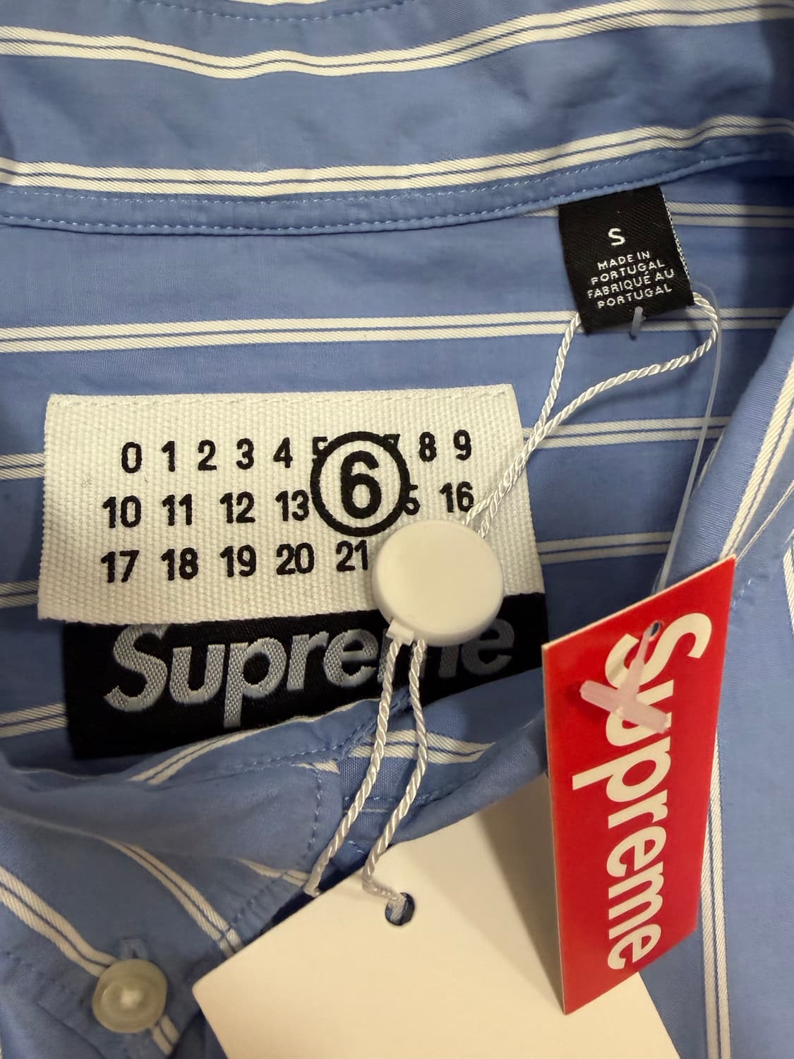 [S] 슈프림 mm6 마르지엘라 스트라이프 셔츠 블루 상품이미지3