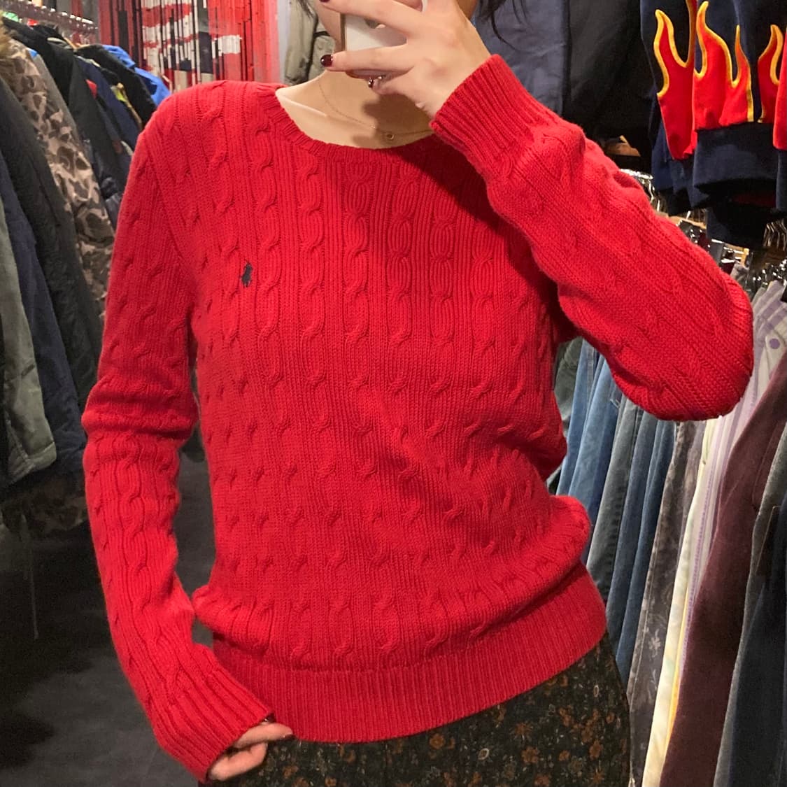 [IM] 폴로 랄프로렌 라운드넥 케이블 니트 레드  상품이미지3