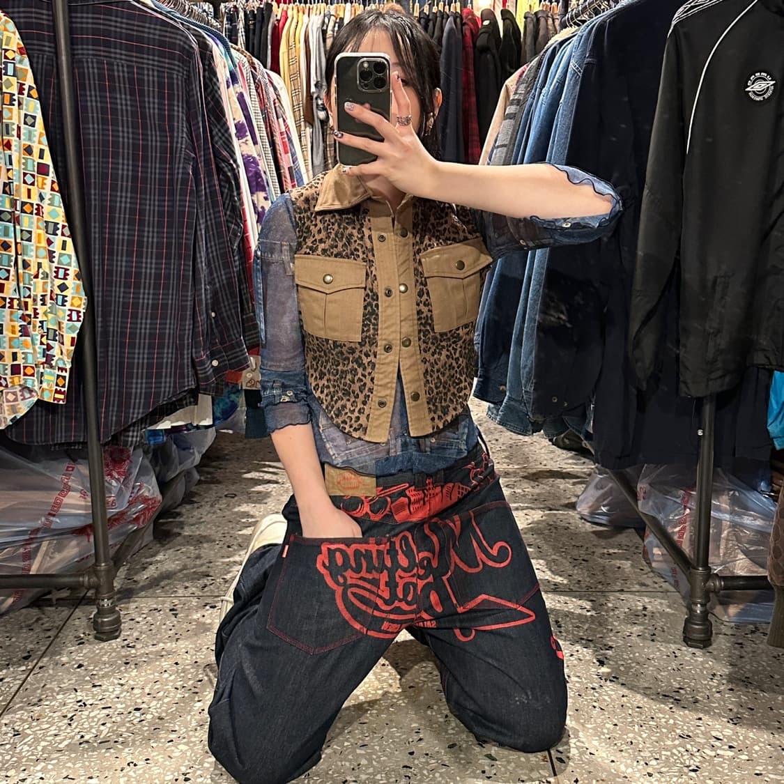 옥토퍼스 아미 프린팅 와이드 데님 상품이미지1