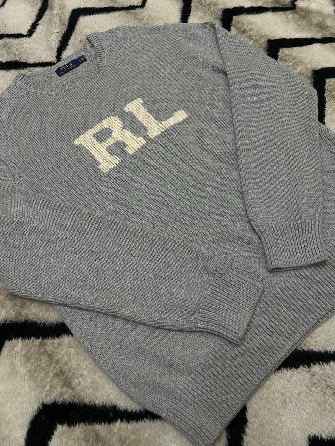 [XL]폴로랄프로렌 RL로고 라운드 니트/웜그레이 상품이미지2