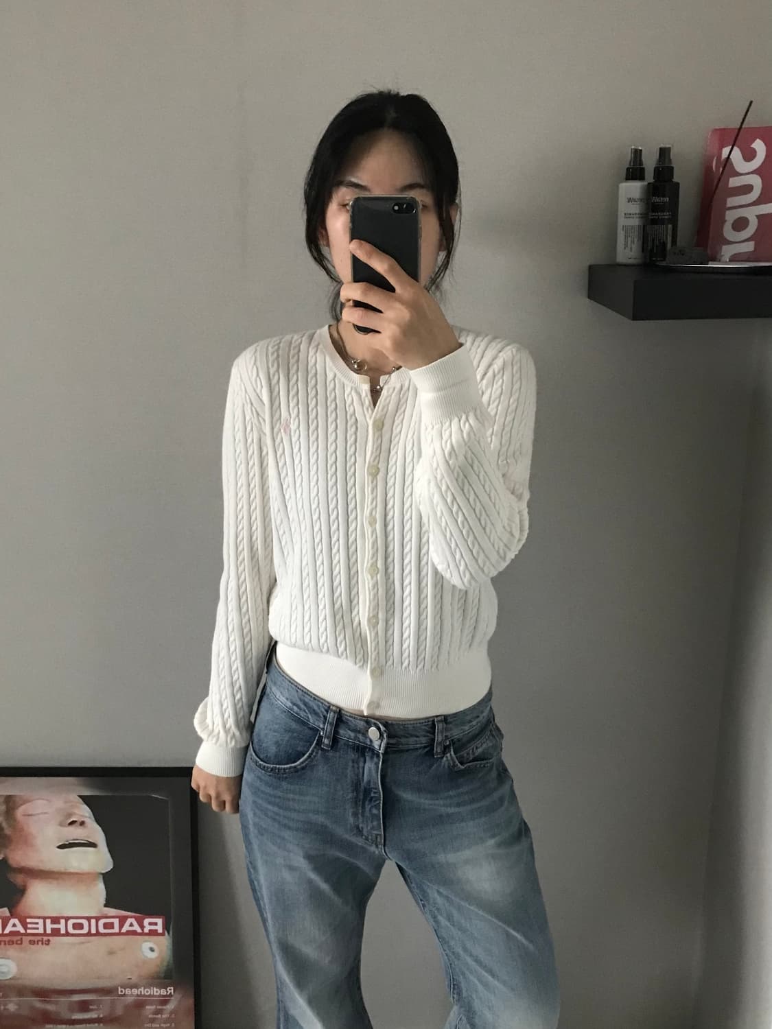 폴로 랄프로렌 포니로고 화이트 케이블 니트 가디건 상품이미지3