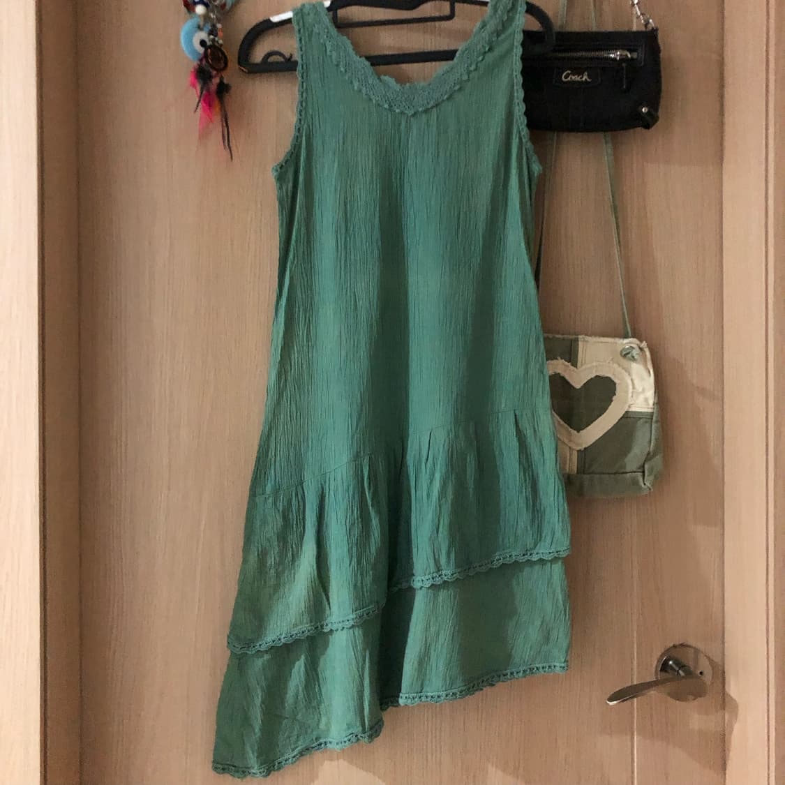 Mintcore Crochet Lace Asymmetrical Dress 상품이미지2