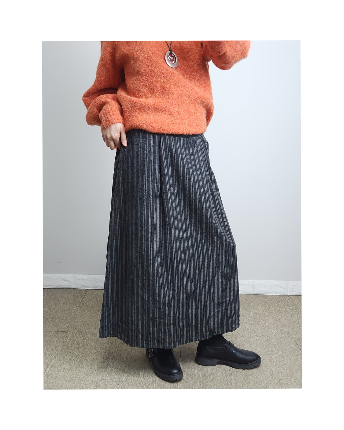 스트라이프 롱 스커트 상품이미지1