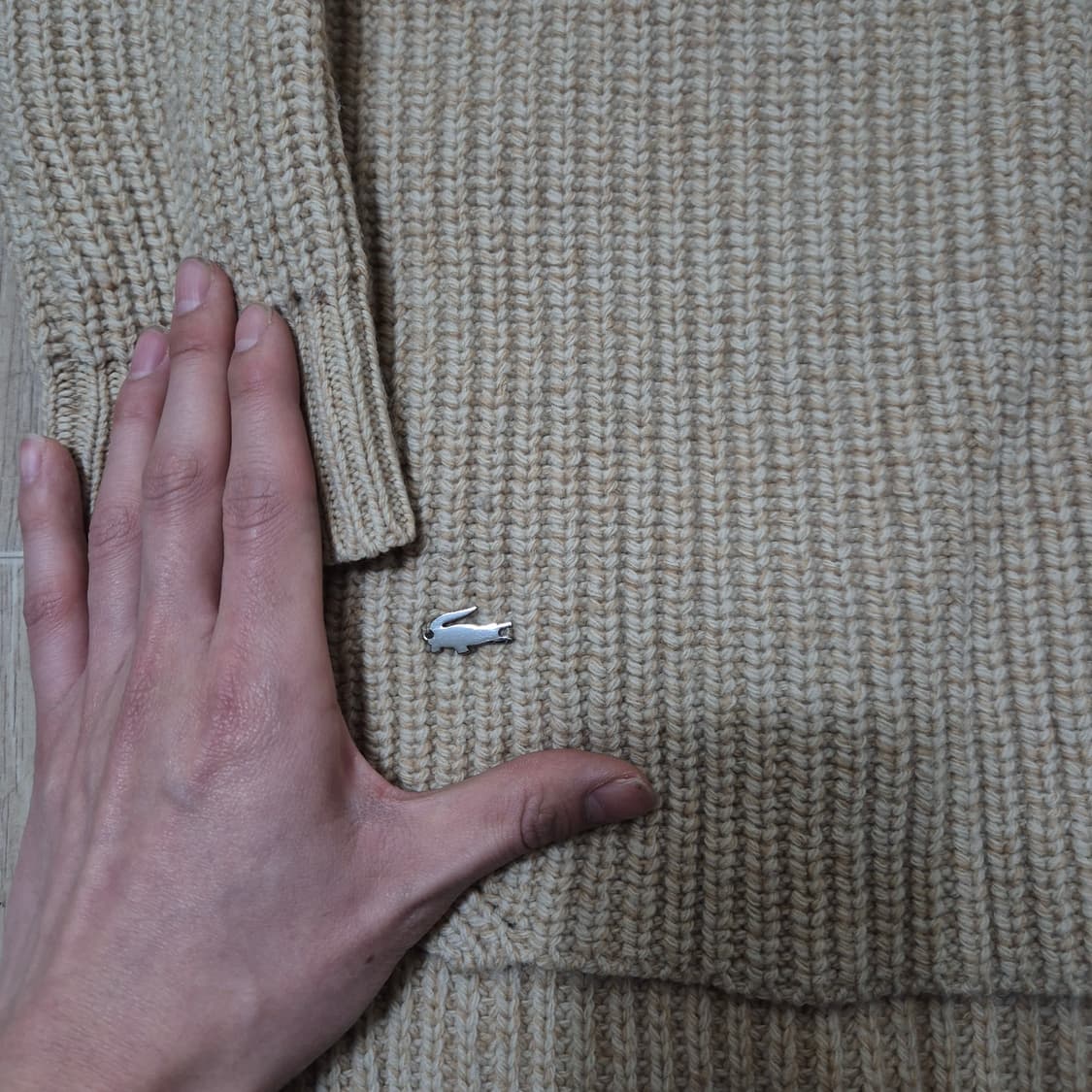 라코스테 베이지 골지 모직 니트 (34) 상품이미지4