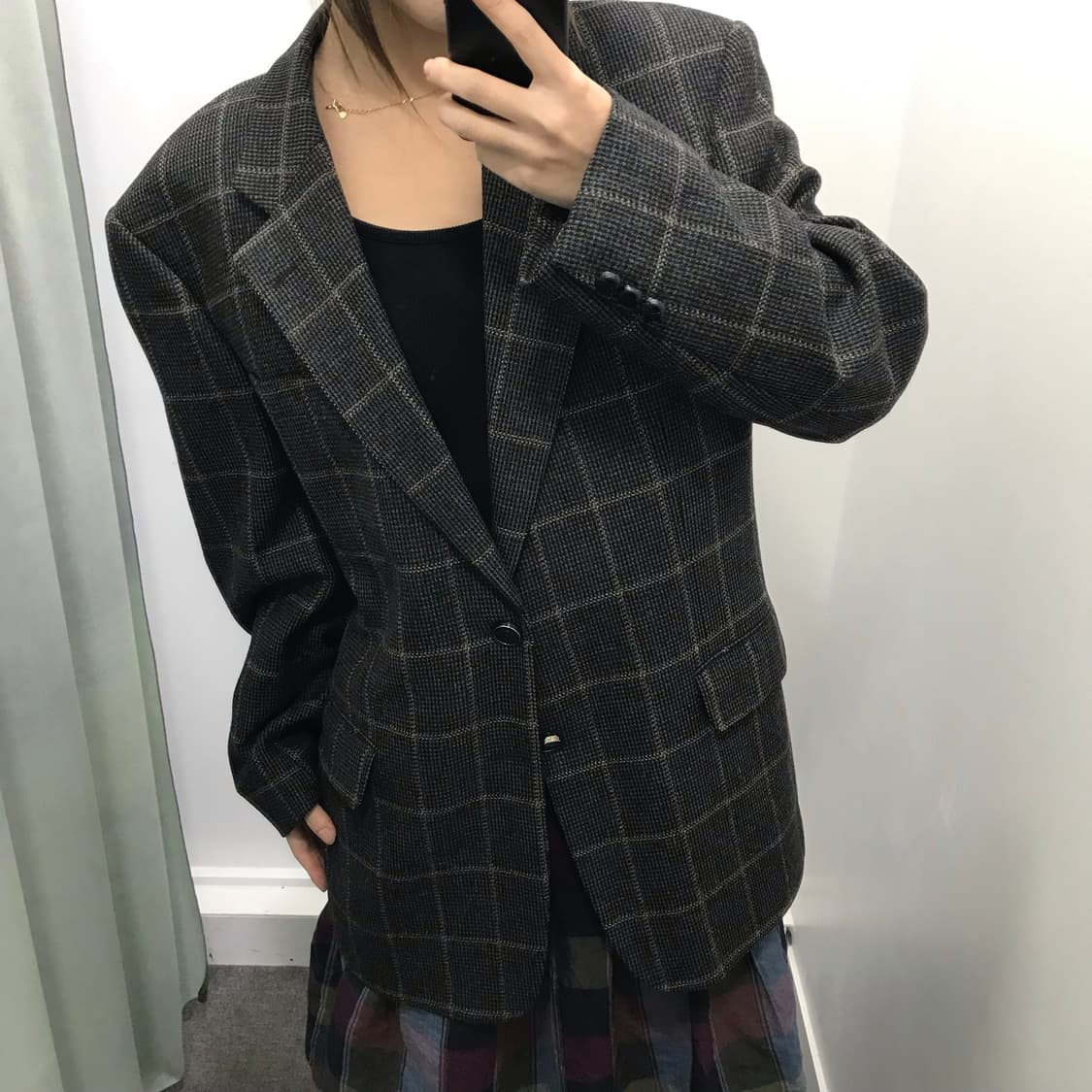 닥스 차콜 체크 울자켓 상품이미지3