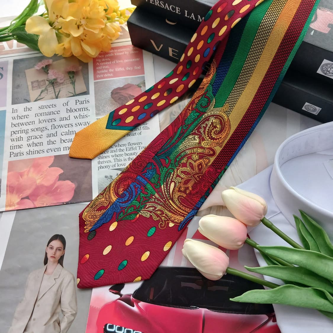 베르사체 실크 멀티 패턴 레드 넥타이 9.8cm A등급 A18724
 상품이미지3