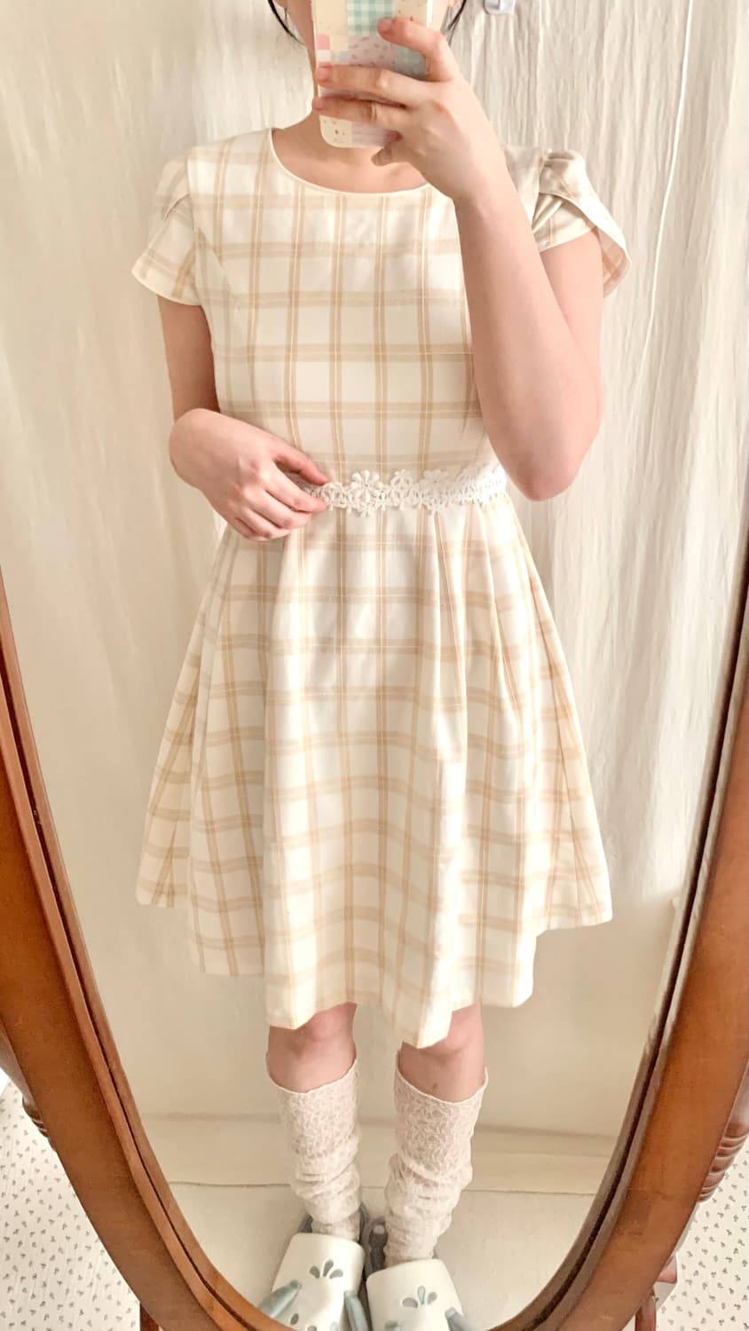 로디스포토 튤립 체크 크로쉐 원피스 상품이미지5