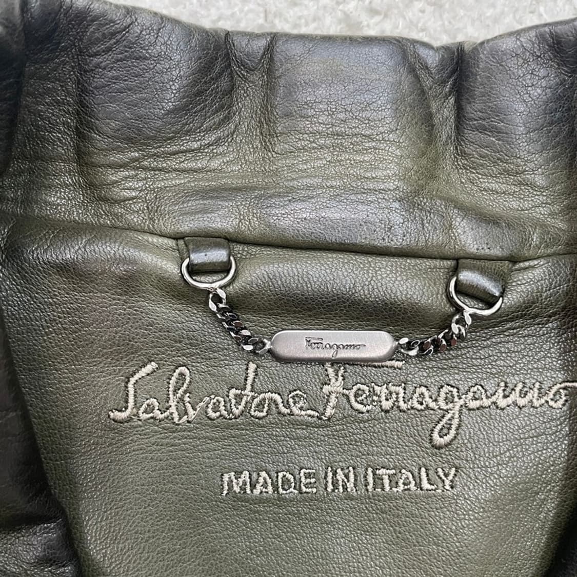 Salvatore FERRAGAMO 레더 자켓 카키 50 상품이미지8