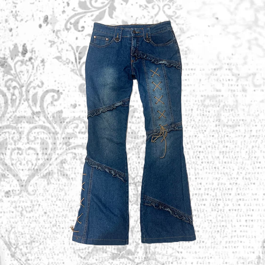 빈티지 아일렛 프릴 부츠컷 y2k 그런지페어리 웨스턴 핀터깔 상품이미지2