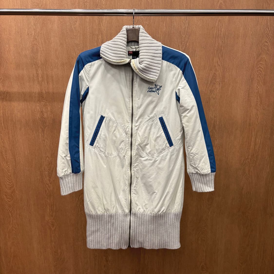 디젤 롱 점퍼 컬러 배색 니트 카라 리브 자수 그래픽 디테일 아이보리 상품이미지2