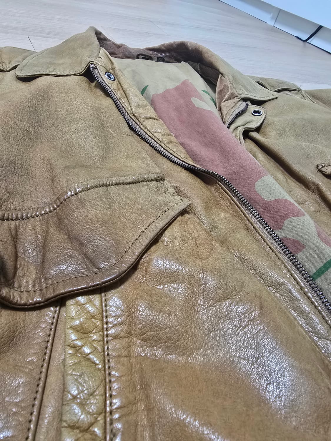 빈티지 스타일 가죽 봄버 자켓 L 42 상품이미지3