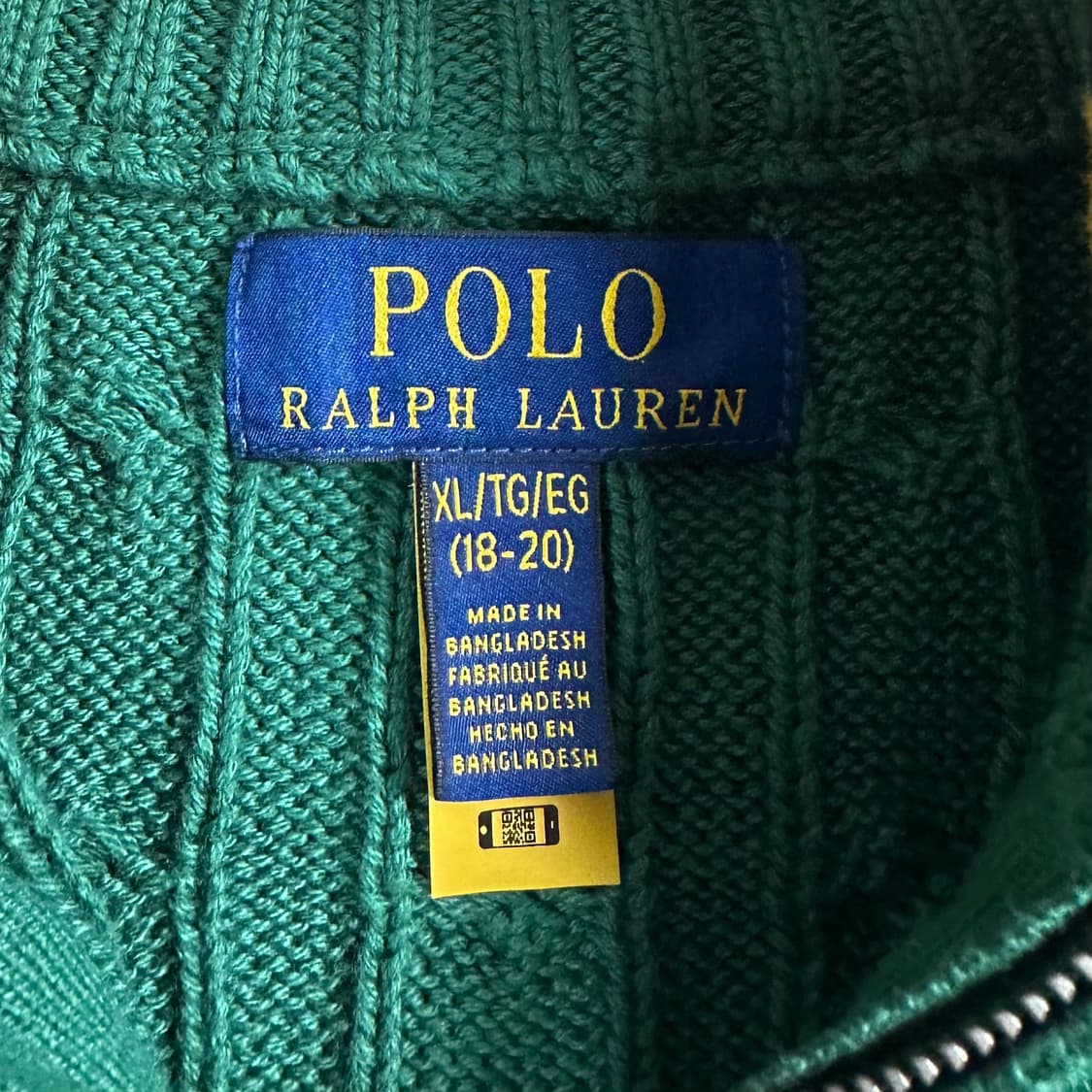 폴로 랄프로렌 보이즈 그린 케이블 반집업 상품이미지5