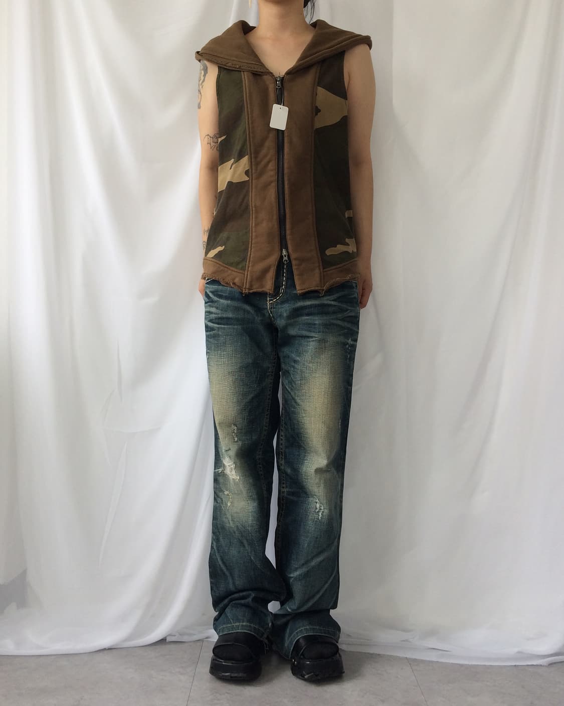 Camo pattern layer hood vest 상품이미지6