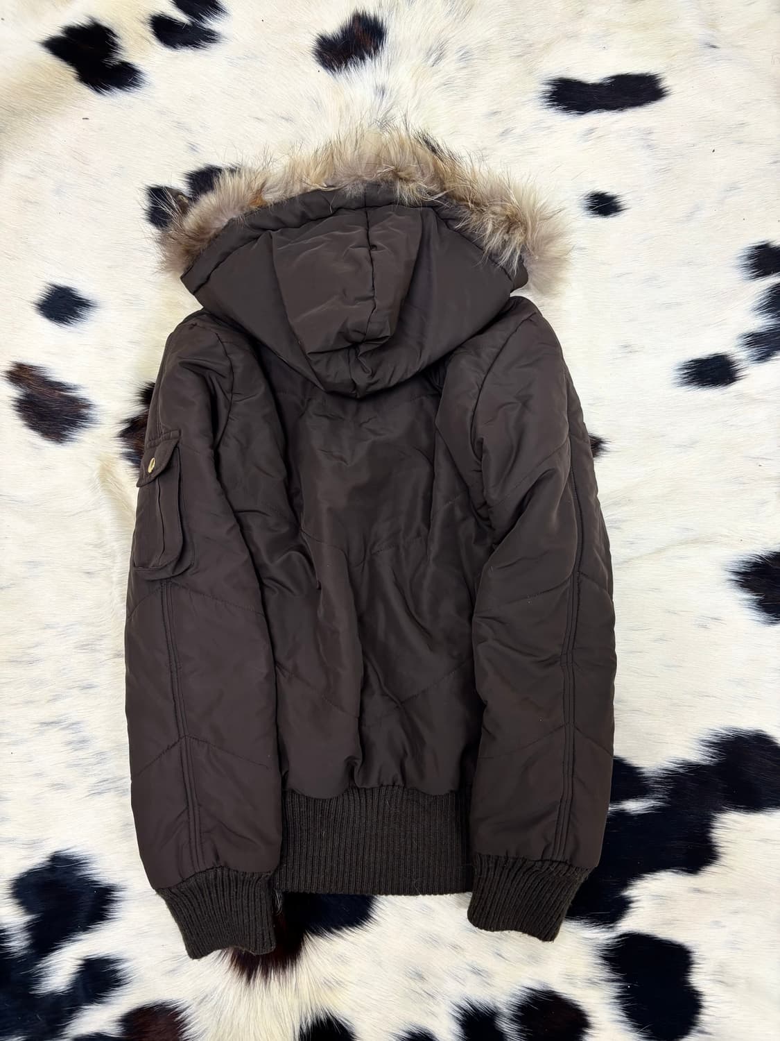 High Neck Design Multi Pocket Brown Fur  상품이미지10