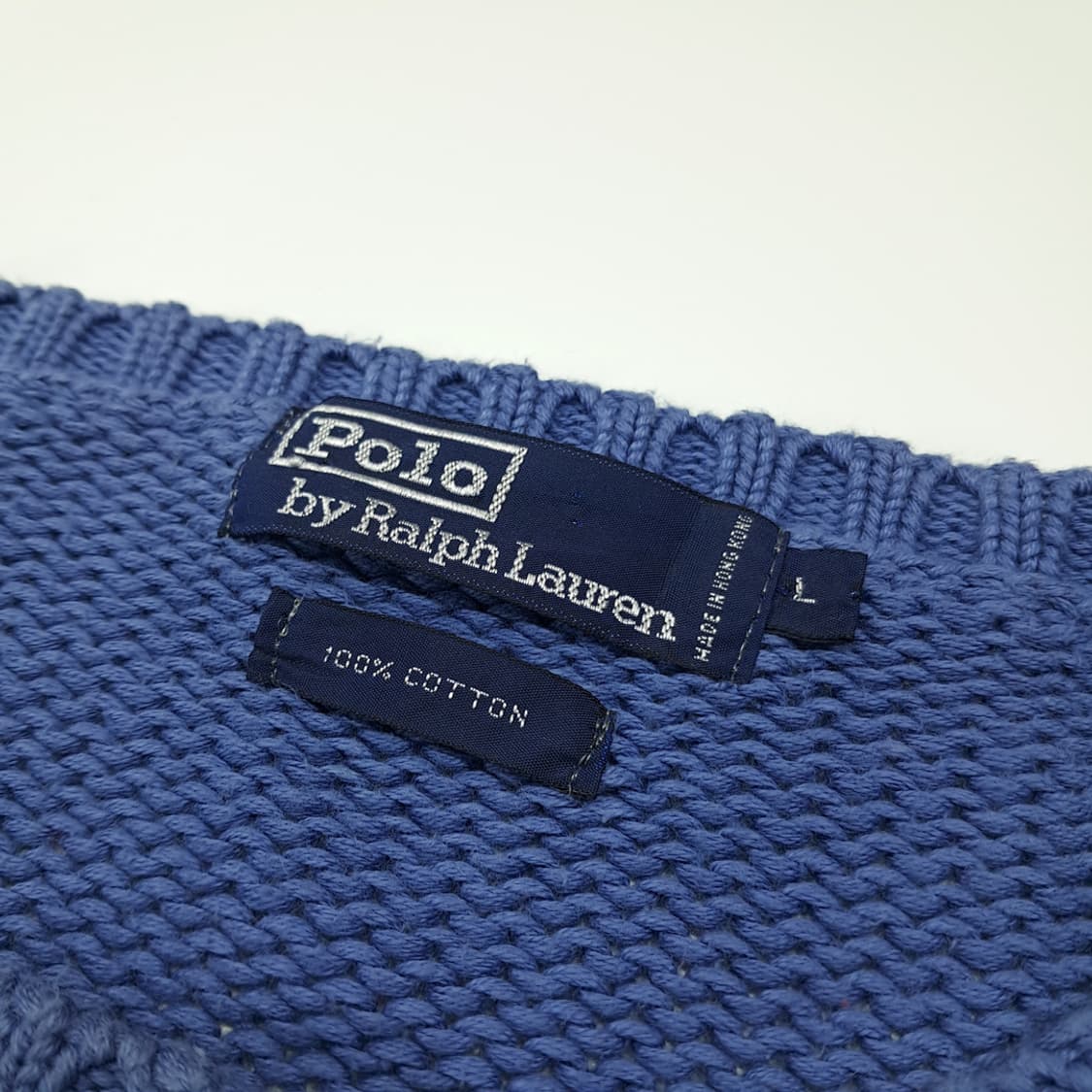 CL027 폴로 코튼 청키 레드포니 스카이블루 니트 스웨터 상품이미지3