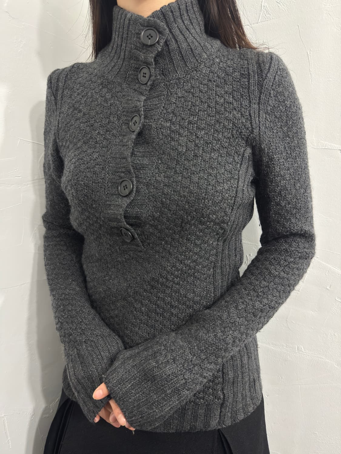 laf.. button wool knit top 상품이미지3
