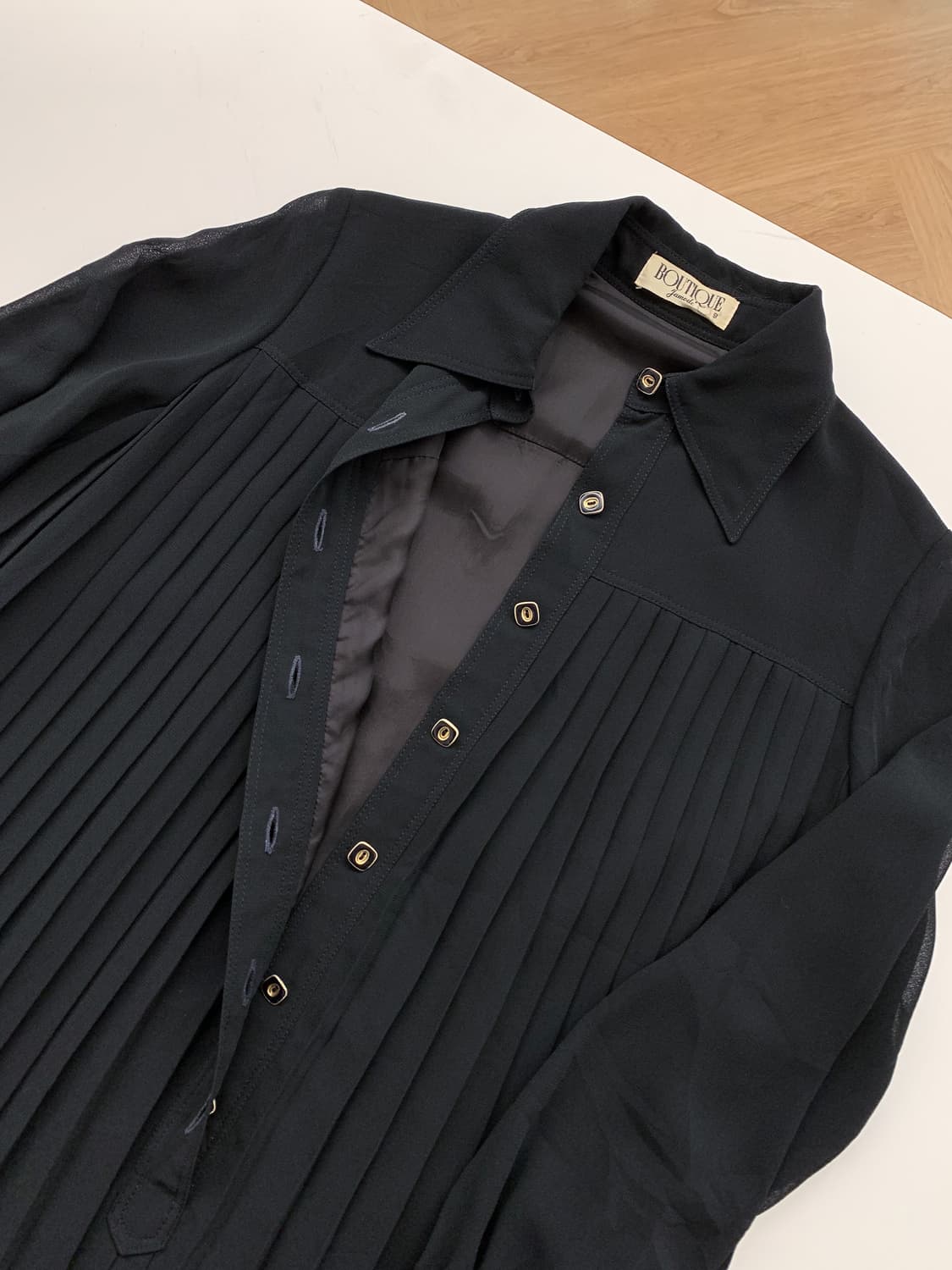 블랙 플리츠 미디 원피스 90  상품이미지7