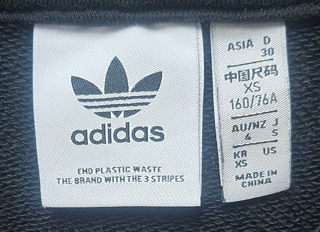 (85~90)XS☆초희귀☆아디다스 파이어버드 크롭오버핏백자수[검흰]후드티 상품이미지2